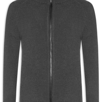 Suéter Tricot Masculino Gola Alta Com Zíper - Cinza