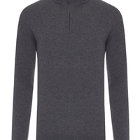 Suéter Masculino Puro Cashmere Detalhe Zíper - Cinza
