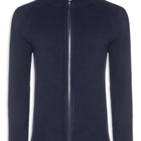 Suéter Tricot Masculino Gola Alta Com Zíper - Azul