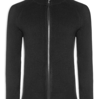 Suéter Tricot Masculino Gola Alta Com Zíper - Preto