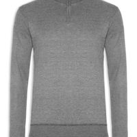 Suéter Masculino Meio Zíper - Cinza