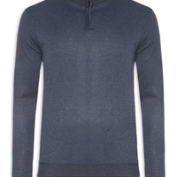 Suéter Masculino Meio Zíper - Azul