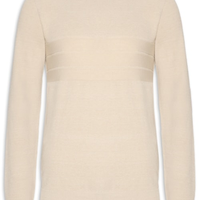 Suéter Masculino Textura Piquet Listra Horizontal - Bege