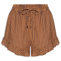 Short Feminino Babado Listrado - Laranja