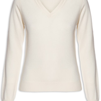 Suéter Feminino Puro Cashmere Gola V - Off White