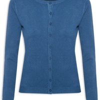 Cardigã Feminino Em Tricot - Azul