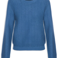 Suéter Feminino Oversized Texturizado - Azul