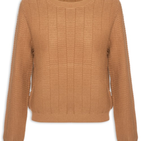 Suéter Feminino Oversized Texturizado - Marrom