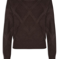 Suéter Feminino Texturizado Em Tricot - Marrom