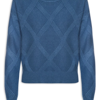 Suéter Feminino Texturizado Em Tricot - Azul