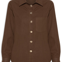 Camisa Feminina Detalhe Botões - Marrom