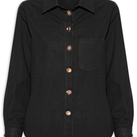Camisa Feminina Detalhe Botões - Preto