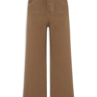Calça Feminina Sarja Wide Cintura Alta - Marrom