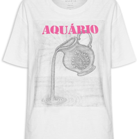 Camiseta Feminina Signo Aquário - Branco