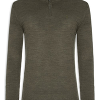 Suéter Masculino Tricot Liso Meio Zíper - Verde