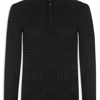 Suéter Masculino Tricot Tresse Meio Zíper - Preto