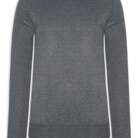 Suéter Masculino Tricot Gola Redonda Básico - Cinza