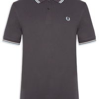 Polo Masculina Twin Tipped Regular Fit Em Piquet De Algodão - Cinza