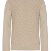 Tricot Masculino Gola Redonda Texturizado - Bege
