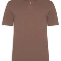 Polo Masculina Básica Regular Fit Em Piquet - Marrom