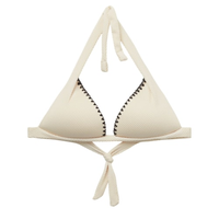 Parte De Cima De Biquíni Triângulo Almofadado Bicolor Embroidery - Off-White