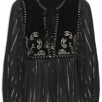 Blusa Feminina Lurex Pala Veludo - Preto