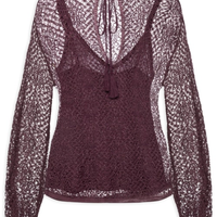 Bata Tricot Rendado Marrom