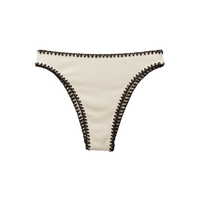 Calcinha Brasileira De Cintura Alta Bicolor Embroidery - Off-White