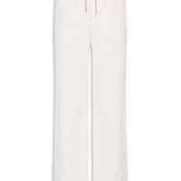 Calça Feminina Reta Canelada Aveludada - Off White