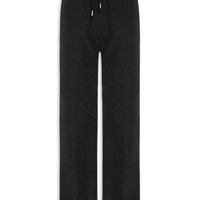 Calça Feminina Reta Canelada Aveludada - Preto