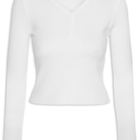 Suéter Feminino Em Tricot Com Botões - Branco