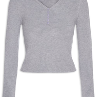 Suéter Feminino Em Tricot Com Botões - Cinza