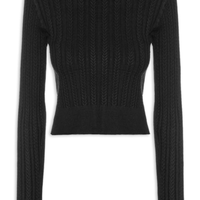 Suéter Feminino em Tricot Trançado - Preto