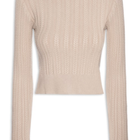 Suéter Feminino Em Tricot Trançado - Bege