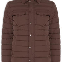 Jaqueta Masculina Puffer Com Bolso - Marrom
