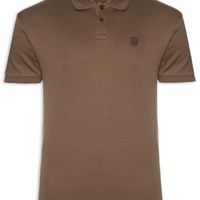Polo Masculina Supersoft Brasão - Marrom