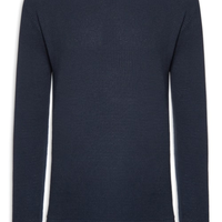Suéter Tricot Masculino Gola Redonda Texturizada - Azul