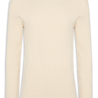 Suéter Tricot Masculino Gola Redonda Texturizada - Bege