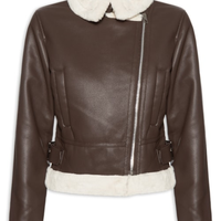 Jaqueta Feminina Biker Peluciada - Marrom