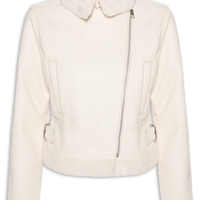 Jaqueta Feminina Biker Peluciada - Off White