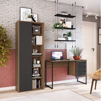 Conjunto 2 Peças com Estante Livreiro e Escrivaninha 3 Gavetas Grafite/Mel
