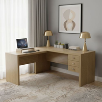 Escrivaninha Mesa Escritório em L com Me4106 3 Gavetas 154,8cm Amendoa