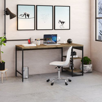 Escrivaninha Mesa Escritório com Estante Baixa Estilo Active 2 Prateleiras 150cm Industrial Yescasa Carvalho Dark Carvalho Dark