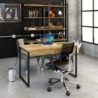 Escrivaninha Mesa Escritório Kuadra 2 Gavetas 120cm Industrial Carvalho Carvalho