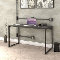 Escrivaninha Mesa Escritório Office Estilo Kuadra 135cm Industrial Preto Ônix Preto Onix
