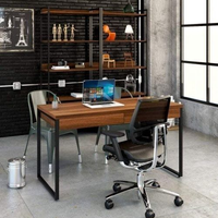 Escrivaninha Mesa Escritório Kuadra 2 Gavetas 135cm Industrial Nogal Nogal