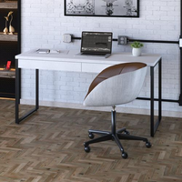 Escrivaninha Mesa Escritório Kuadra 2 Gavetas 150cm Industrial Branco Chess Branco Chess