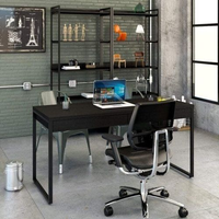 Escrivaninha Mesa Escritório Kuadra 2 Gavetas 150cm Industrial Preto Ônix Preto Onix