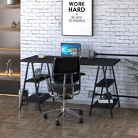 Escrivaninha Mesa Escritório Cavalete Estilo Kuadra 4 Prateleiras 150cm Industrial Preto Ônix E Preto Preto Onix/Preto
