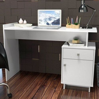 Escrivaninha Mesa Escritório Lisboa 1 Gaveta 1 Porta 122cm Branca Branca